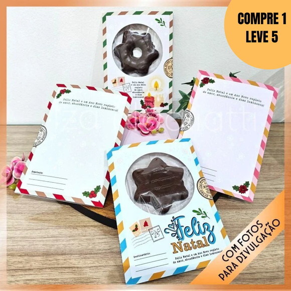 Arquivo Digital 4 Cartões de Natal para Pão de Mel -5674