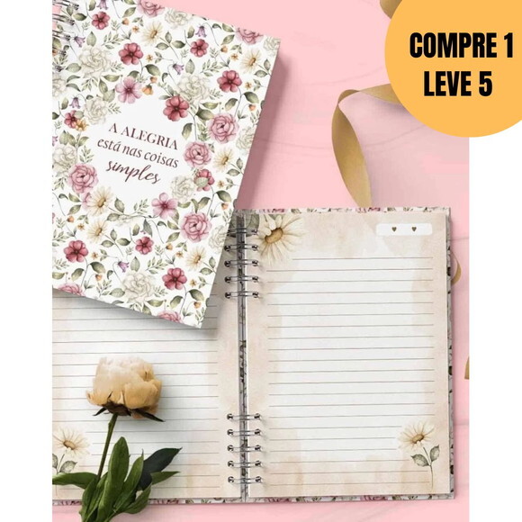 Arquivo Digital 5 Capas e 5 Miolos Pautado Coleção Flores