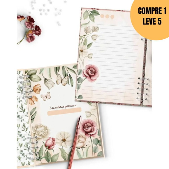 Arquivo Digital 7 Capas e Miolo Pautado Coleção Floral -5637