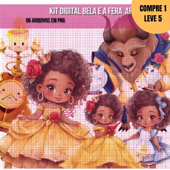 Arquivo Digital a Bela e a Fera Cute Negra -1480