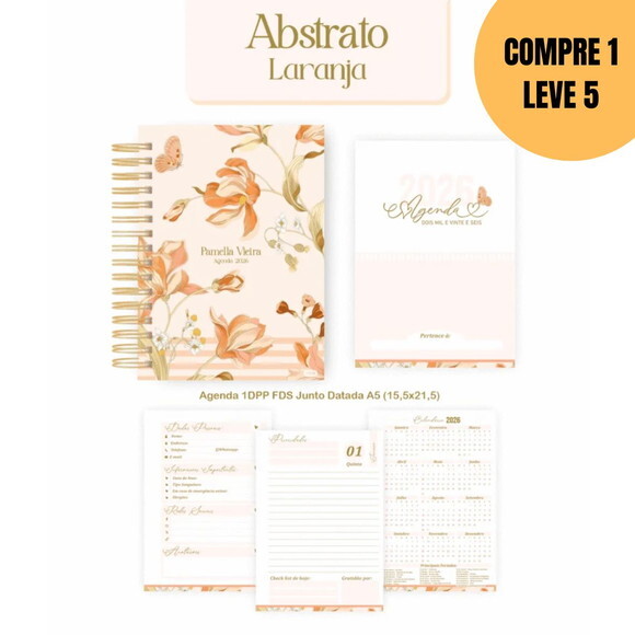 Arquivo Digital Abstr Laranja Agendas e Planners 2026 -5780