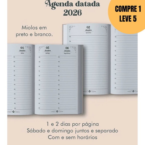 Arquivo Digital Agenda 2026 Preto e Branco Costura -4781