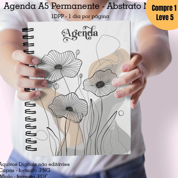 Arquivo Digital Agenda A5 Abstrato Permanente Datada -1005