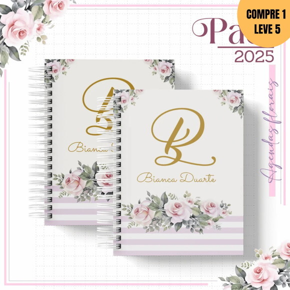 Arquivo Digital Agenda Alfabeto Floral Minimalista 2025 -250