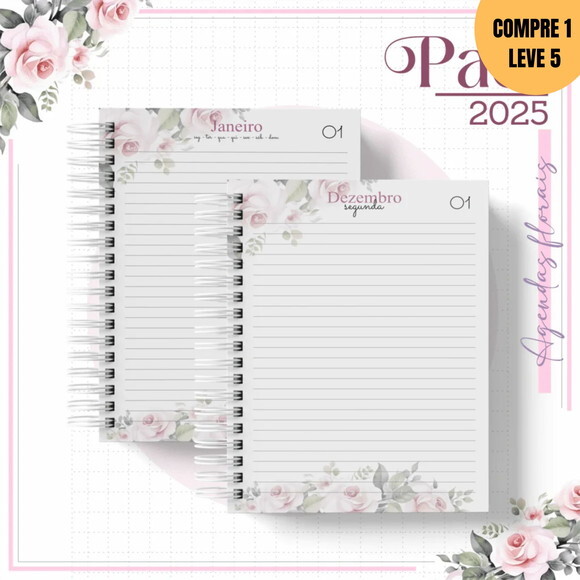 Arquivo Digital Agenda Alfabeto Floral Minimalista 2025 -250
