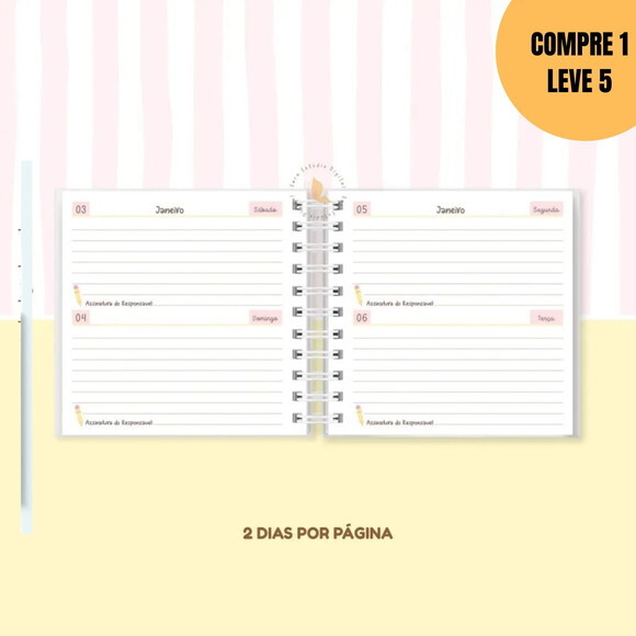Arquivo Digital Agenda Escolar 2026 Rosa e Amarelo Mini-5926