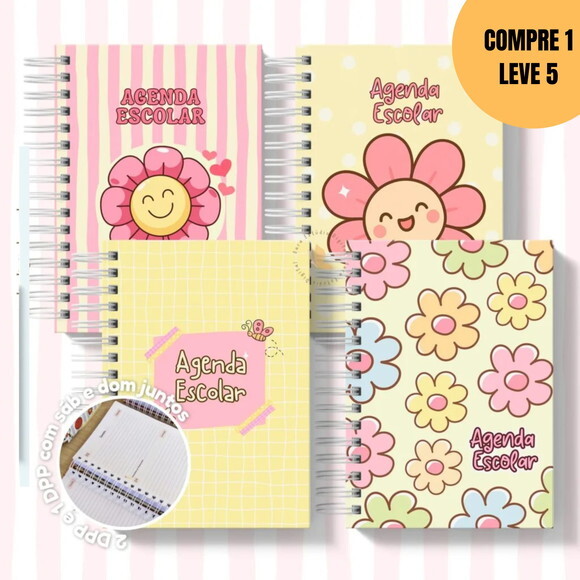 Arquivo Digital Agenda Escolar 2026 Rosa e Amarelo A5 -5924