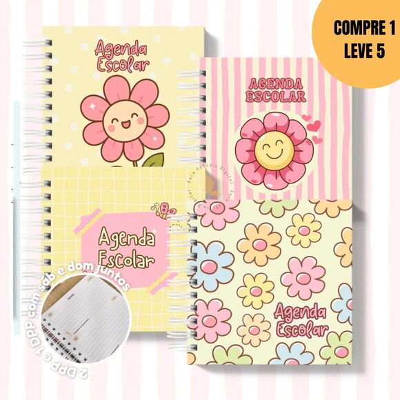 Arquivo Digital Agenda Escolar 2026 Rosa e Amarelo Mini-5926