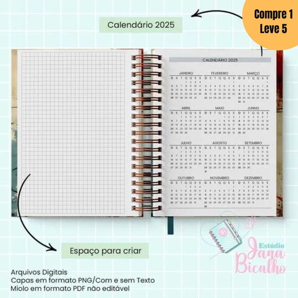 Arquivo Digital Agendas Datada A5 2025 Masculina -678