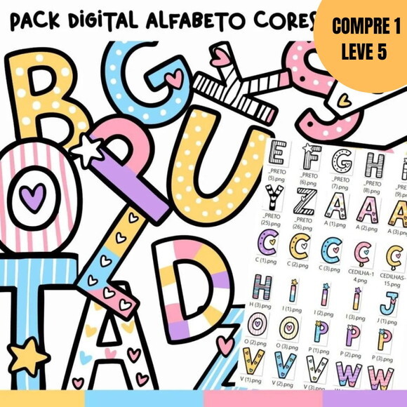 Arquivo Digital Alfabeto Cores Pastéis -4637