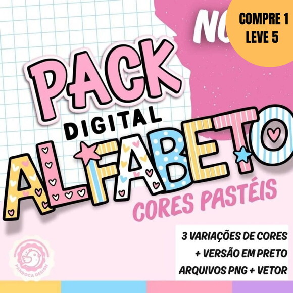 Arquivo Digital Alfabeto Cores Pastéis -4637