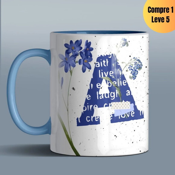 Arquivo Digital Alfabeto Flores Azul Presente -265