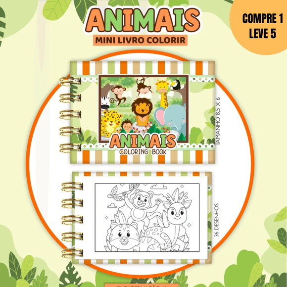 Arquivo Digital Animais Mini Livro Color -4125