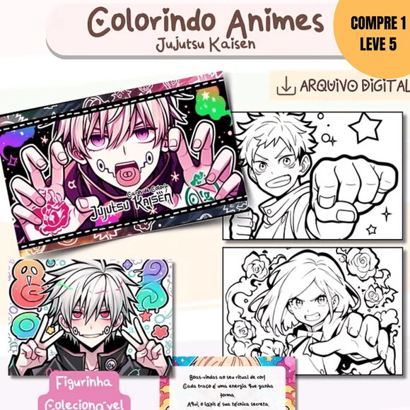 Arquivo Digital Animes Livro de Colorir + Cards -3651