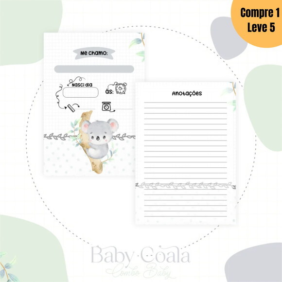 Arquivo Digital Baby Coala Menina Livro do Bebê -1298
