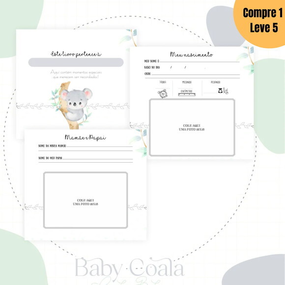Arquivo Digital Baby Coala Menina Livro do Bebê -1298