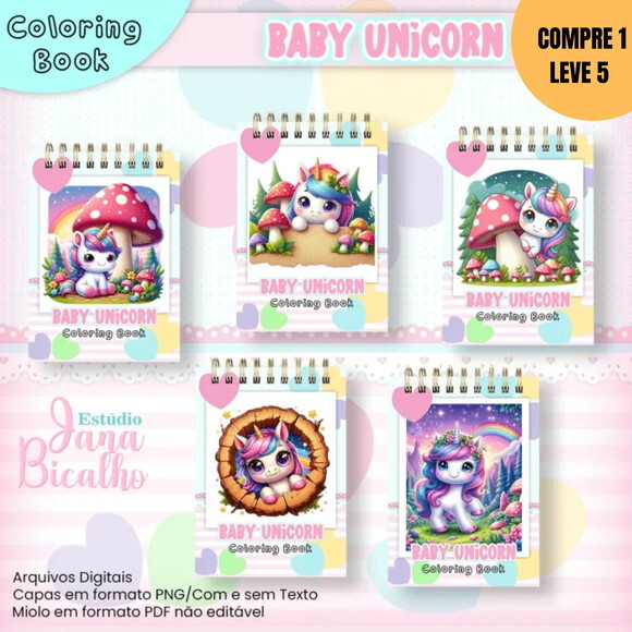 Arquivo Digital Baby Unicorn Livros de Colorir -3277