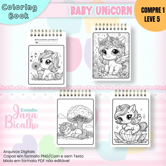Arquivo Digital Baby Unicorn Livros de Colorir -3277