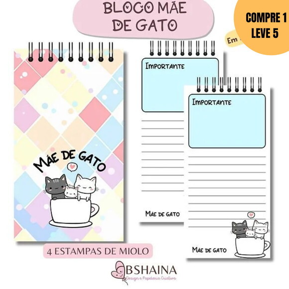 Arquivo Digital Blocos Slim Mãe de Gato -3291