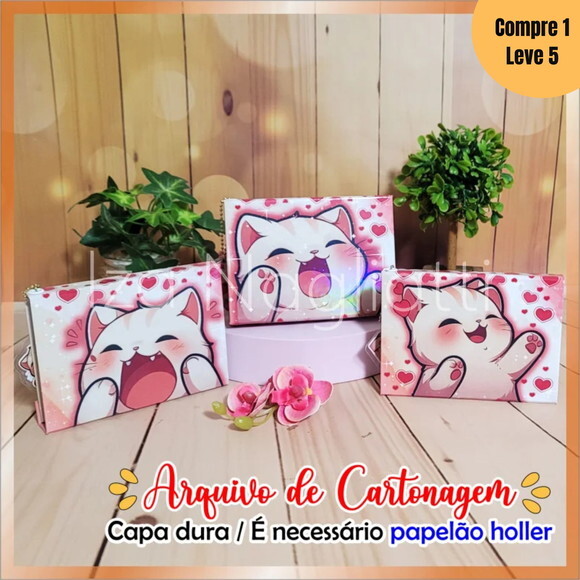 Arquivo Digital Bloquinho Cartonagem Gatinho -572