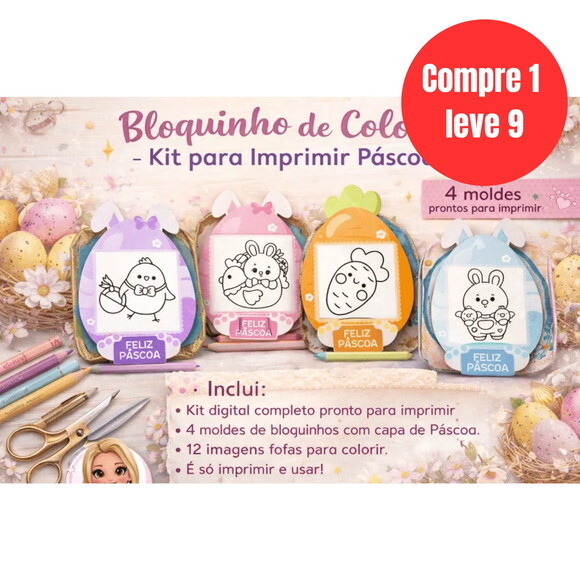 Arquivo Digital Bloquinho de Colorir Kit Páscoa -6706
