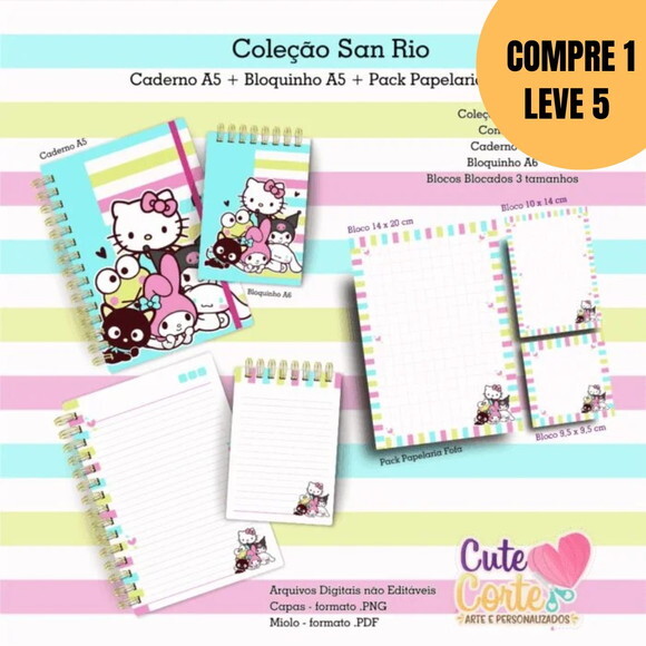 Arquivo Digital Bloquinho San Rio Caderno A5+bloquinho -5539