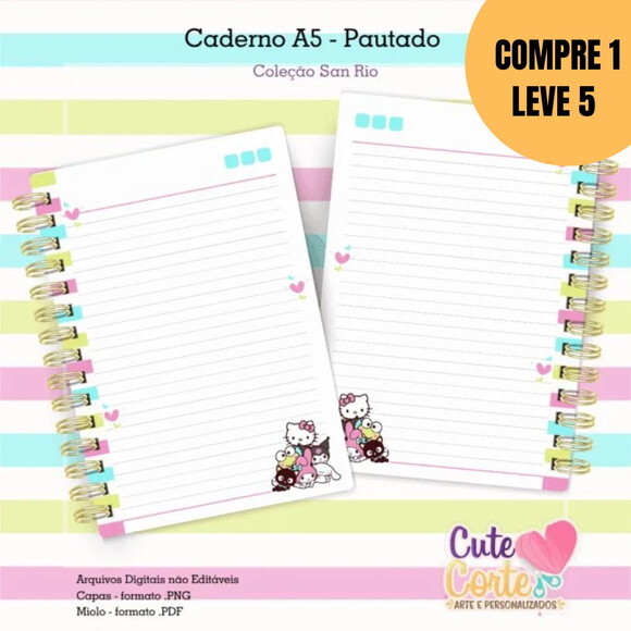 Arquivo Digital Bloquinho San Rio Caderno A5+bloquinho -5539