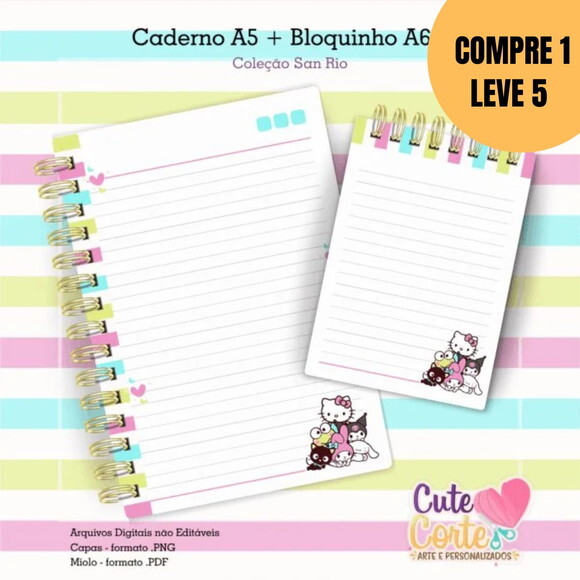Arquivo Digital Bloquinho San Rio Caderno A5+bloquinho -5539