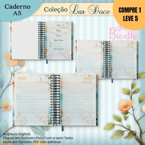 Arquivo Digital Caderno A5 Coleção Lar Doce Lar -1909