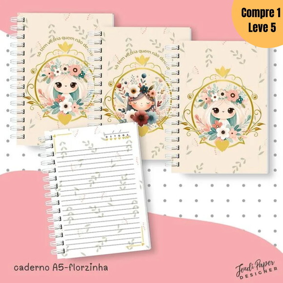 Arquivo Digital Caderno A5 Florzinha -1081