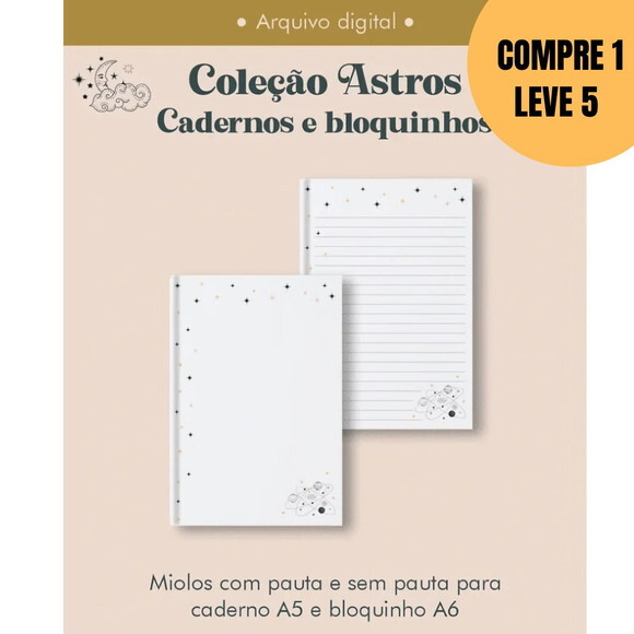 Arquivo Digital Caderno e Bloquinho Costura Astros -5465