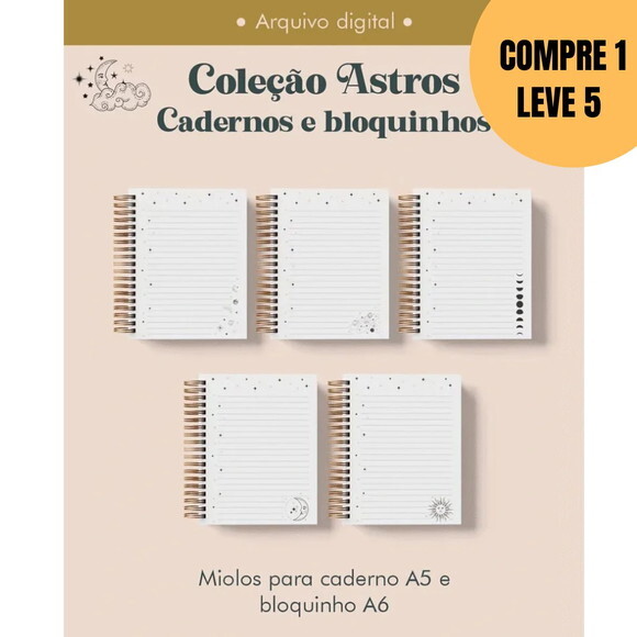 Arquivo Digital Caderno e Bloquinho Wire-o Astros -5464