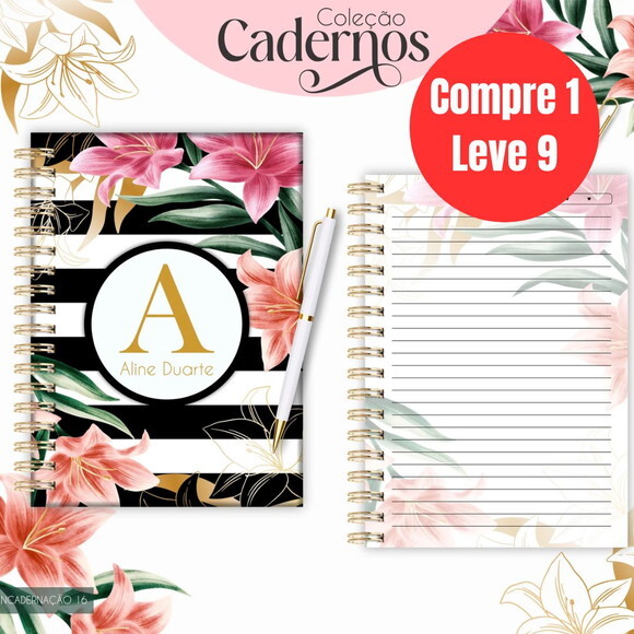Arquivo Digital Caderno Flower Black -6943