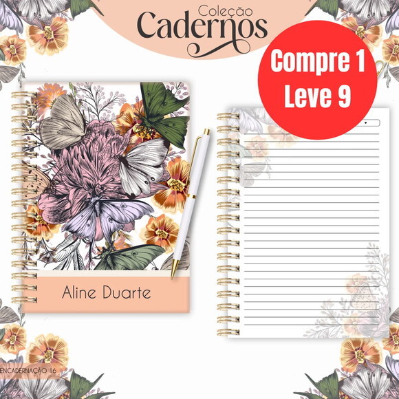 Arquivo Digital Caderno Floral Borboleta -6944