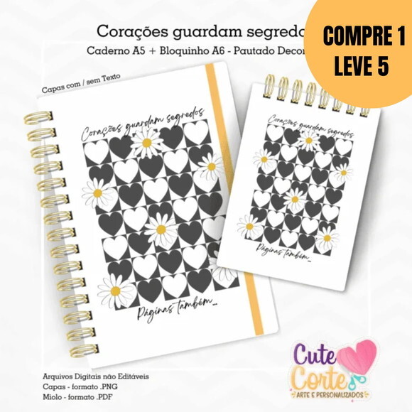 Arquivo Digital Caderno Pautado A5 + Bloquinho A6 -5374