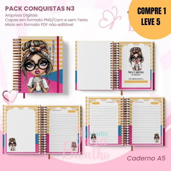 Arquivo Digital Caderno Pautado A5+bloquinho A6 -5214