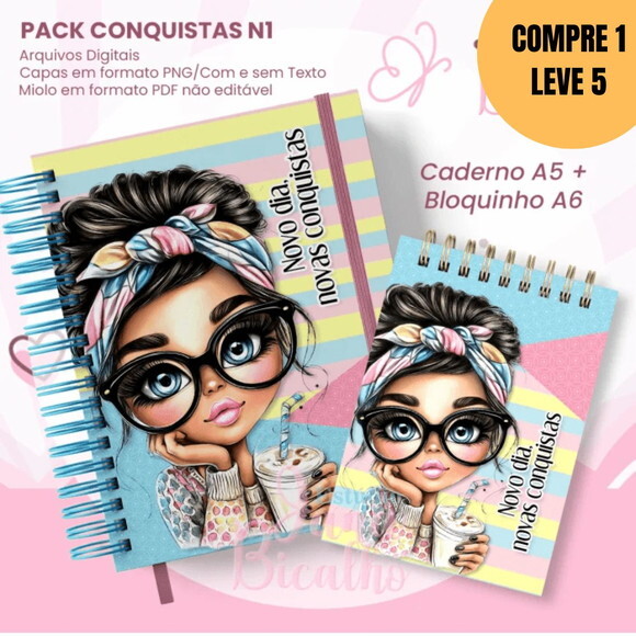 Arquivo Digital Caderno Pautado A5+bloquinho A6 -5317