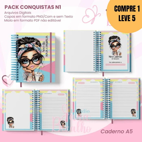 Arquivo Digital Caderno Pautado A5+bloquinho A6 -5317