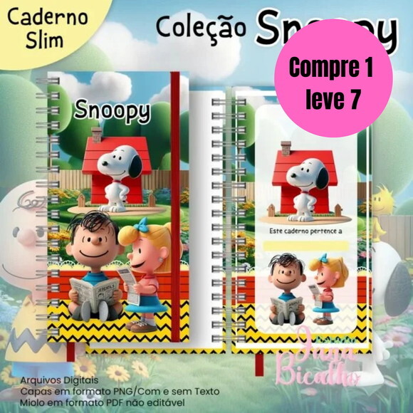 Arquivo Digital Caderno Slim Coleção Snoopy -6422