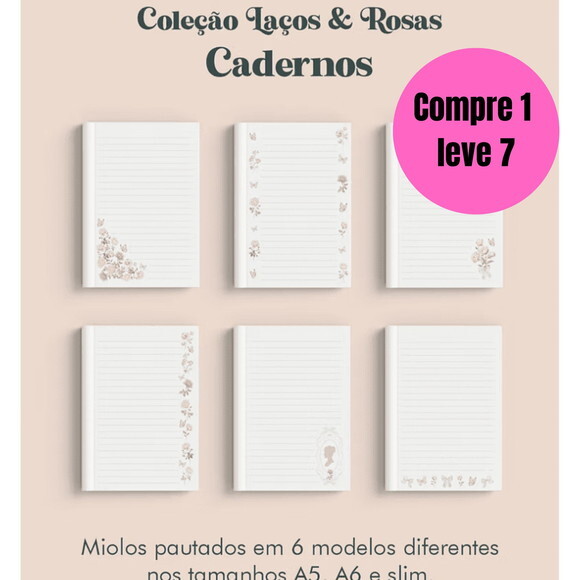 Arquivo Digital Cadernos Coleção Laços & Rosas Wire-o -6552