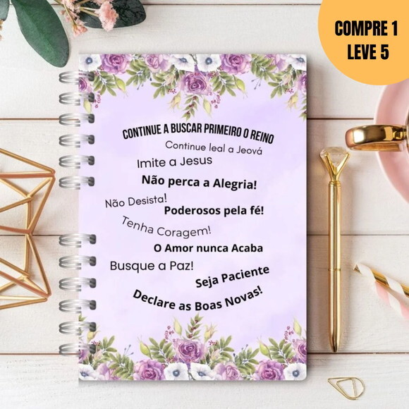 Arquivo Digital Cadernos de Anotações Floral Lilás -1865