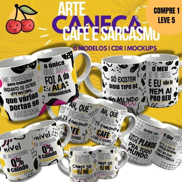 Arquivo Digital Café & Sarcasmo Artes para Caneca -3988