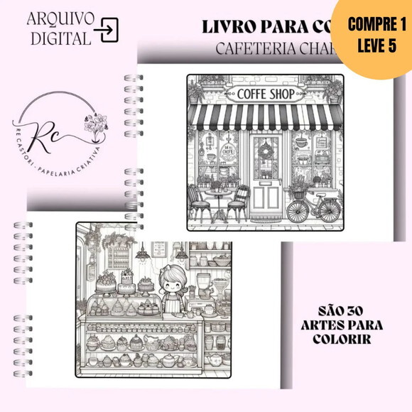 Arquivo Digital Cafeteria Charmosa Livro de Color -4077