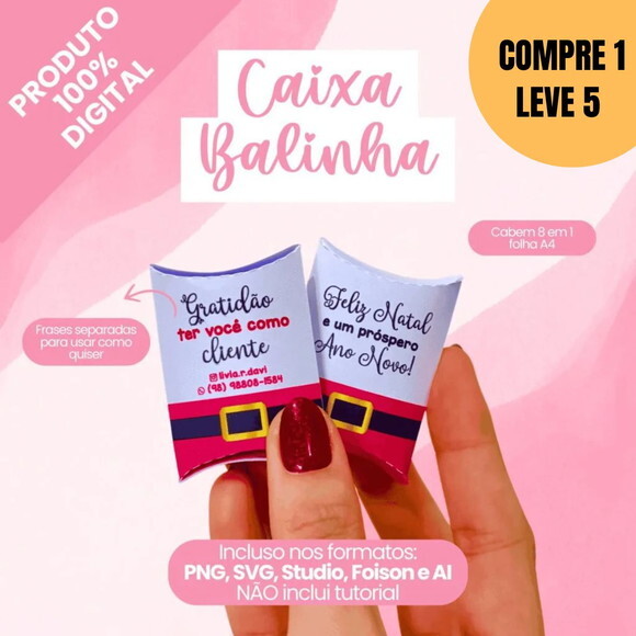 Arquivo Digital Caixa Balinha Molde + Arte -5592