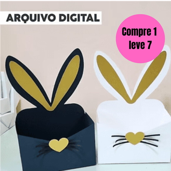 Arquivo Digital Caixa Envelope Orelha de Coelho Páscoa -6579