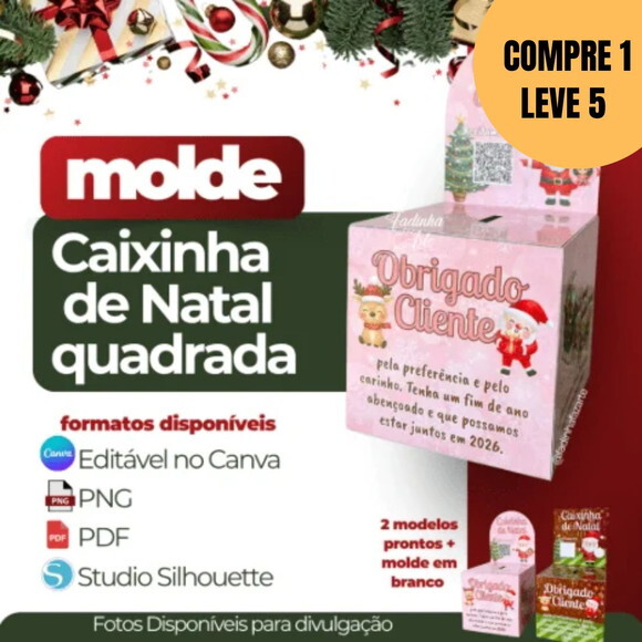 Arquivo Digital Caixinha de Natal Quadrada -5553
