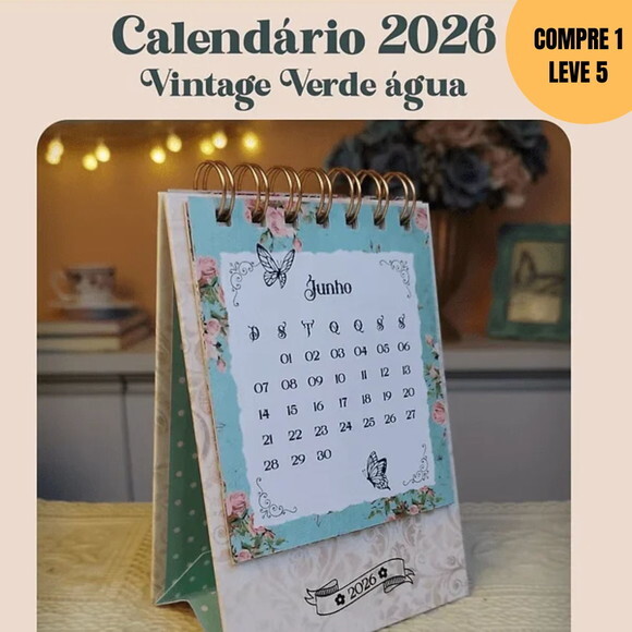 Arquivo Digital Calendário 2026 Vintage Verde Água -4473