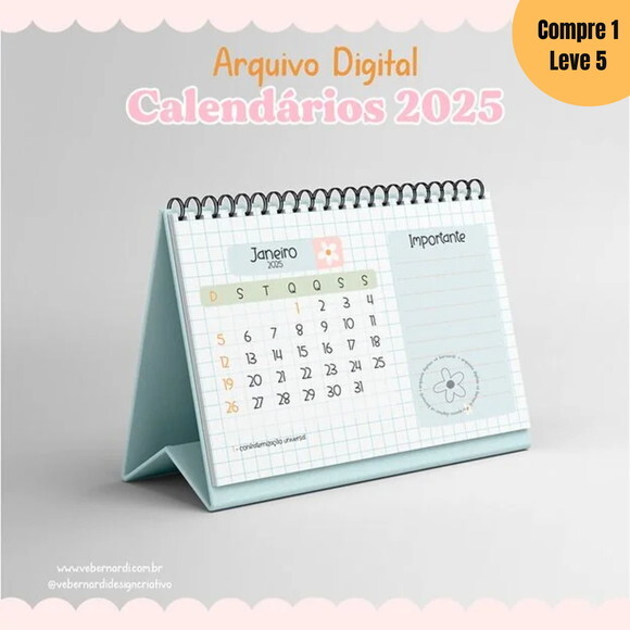 Arquivo Digital Calendário de Mesa 2025 Quadriculado -663