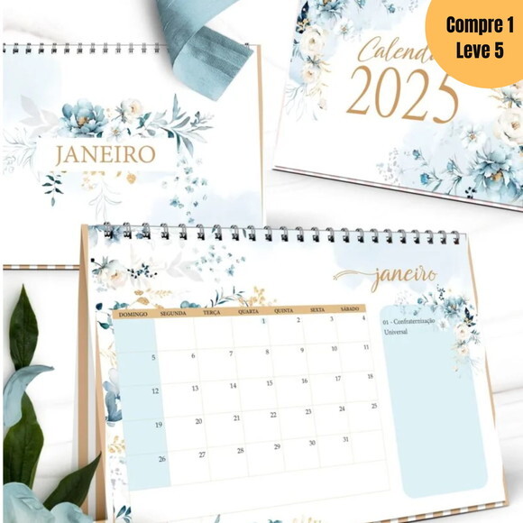 Arquivo Digital Calendários 2025 Coleção Floral Azul -556
