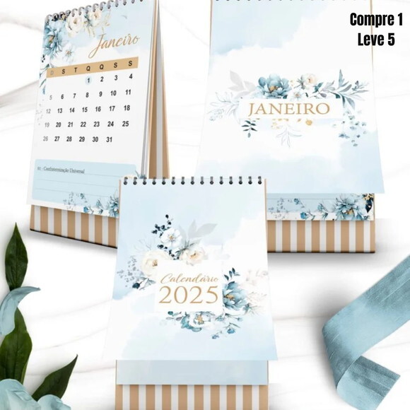 Arquivo Digital Calendários 2025 Coleção Floral Azul -556